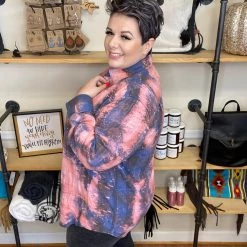 Iris & Rainbow Boutique New Arrivals #E78 One Of A Kind Flannel Tops (Pink/Blue)
