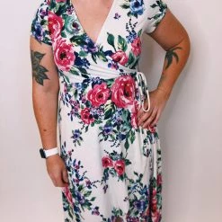 Iris & Rainbow Boutique New Arrivals #K295 Promising Blooms Faux Wrap Dress