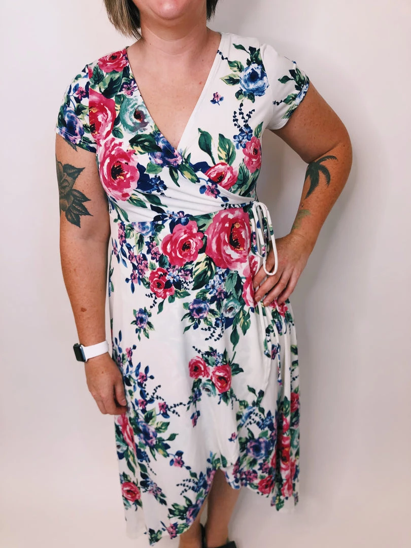 Iris & Rainbow Boutique New Arrivals #K295 Promising Blooms Faux Wrap Dress 4 Iris & Rainbow Boutique New Arrivals #K295 Promising Blooms Faux Wrap Dress