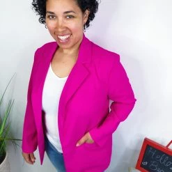 Iris & Rainbow Boutique New Arrivals #M761 Innovating In Pink Blazer
