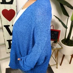 Iris & Rainbow Boutique #M675 Knitted From The Heart Cardigan (Denim) New Arrivals