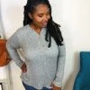 Iris & Rainbow Boutique New Arrivals #K878 Neutral Lines Henley Top (Heather Grey)