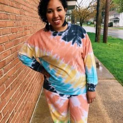 Iris & Rainbow Boutique #J769 Strobe Light Tie Dye Lounge Top