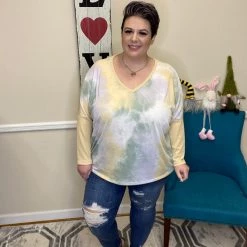 Iris & Rainbow Boutique #H756 Sunny Fields Tie Dye Dolman New Arrivals