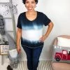 Iris & Rainbow Boutique New Arrivals #L288 The Perfect Tie Dye POL Top (Ivory/Jet Black)