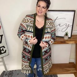 Iris & Rainbow Boutique #L530 Shapes Of You Aztec Cardigan New Arrivals