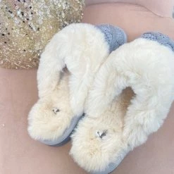 Iris & Rainbow Boutique #K975 Pearl Grey Slippers