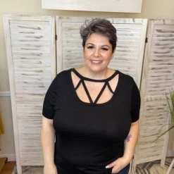 Iris & Rainbow Boutique New Arrivals #K363 Spice Up Your Life Black Top Reversible