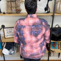 Iris & Rainbow Boutique New Arrivals #E78 One Of A Kind Flannel Tops (Pink/Blue)