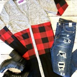 Iris & Rainbow Boutique #F22 Wild For Plaid Color Block Cardigan