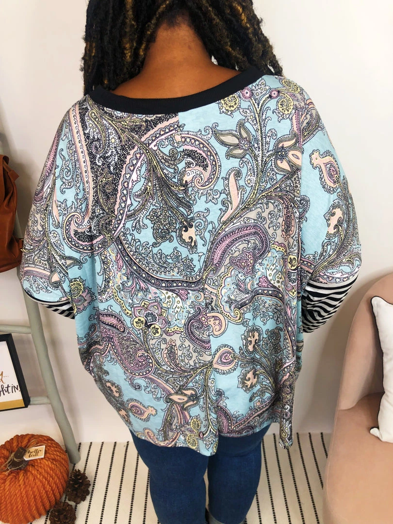 Iris & Rainbow Boutique #K916 Show Your Paisley Stripes Dolman Top 6 Iris & Rainbow Boutique #K916 Show Your Paisley Stripes Dolman Top