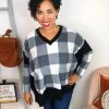 Iris & Rainbow Boutique #L40 *Doorbuster* Plaid About You Top (Black/White) New Arrivals