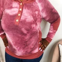 Iris & Rainbow Boutique #K915 Magenta Swirls Hoodie Top New Arrivals