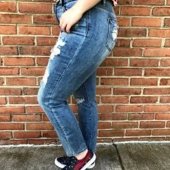 Iris & Rainbow Boutique New Arrivals #J827 Andrea’s Distressed Judy Blue Boyfriend Jeans