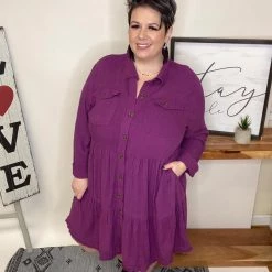 Iris & Rainbow Boutique New Arrivals #L440 All I Want Dress (Plum)