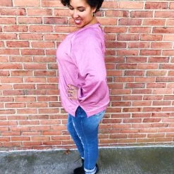 Iris & Rainbow Boutique #L335 Fall On Me POL Pullover (Plum)