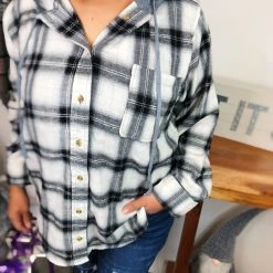 Iris & Rainbow Boutique #L830 Your Must Have Plaid Hoodie