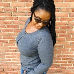 Iris & Rainbow Boutique #K662 Simply Sophisticated Long Sleeve Top (Charcoal) 12 Iris & Rainbow Boutique #K662 Simply Sophisticated Long Sleeve Top (Charcoal)