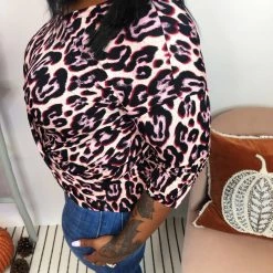 Iris & Rainbow Boutique New Arrivals *DOORBUSTER* #L14 Pink & Fierce Leopard Top