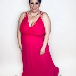 No Ship Drop Ship #M350 XOXO Oh A Whim Crochet Maxi Dress (Fuchsia) New Arrivals