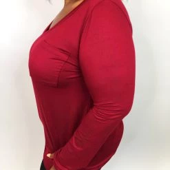 Iris & Rainbow Boutique #K711 Simple & Sweet Long Sleeve Top (WINE)