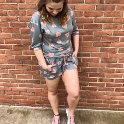 Iris & Rainbow Boutique New Arrivals #314 Sage Hearts Jersey Shorts