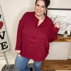 Iris & Rainbow Boutique New Arrivals #L637 Good Time Top (Wine)