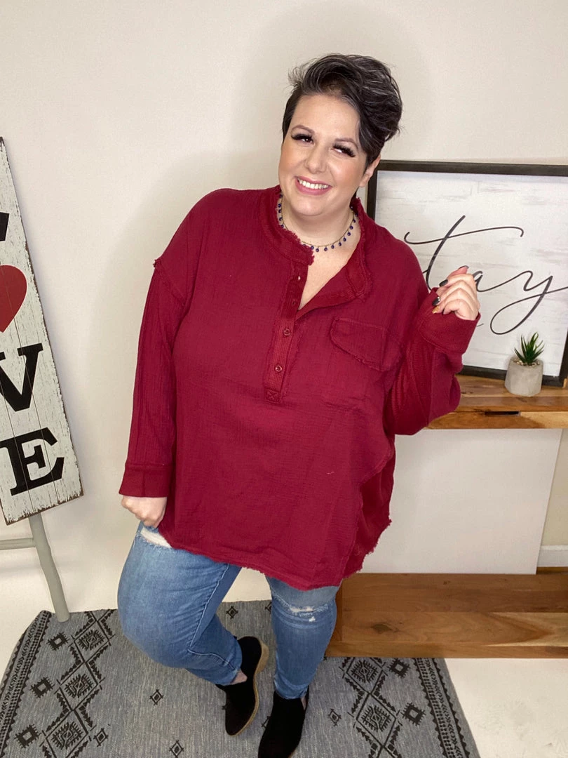 Iris & Rainbow Boutique New Arrivals #L637 Good Time Top (Wine) 3 Iris & Rainbow Boutique New Arrivals #L637 Good Time Top (Wine)