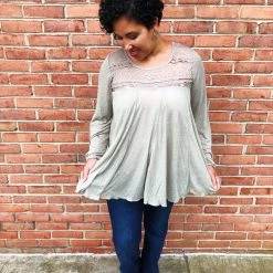 Iris & Rainbow Boutique #K625 Savannah's Favorite Long Sleeve Top (Faded Sage)