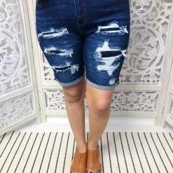 Iris & Rainbow Boutique #M432 Summer Eletro Hit Judy Blue Bermuda Shorts