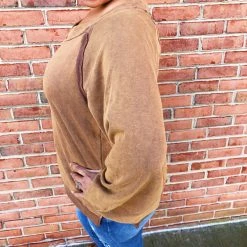 Iris & Rainbow Boutique New Arrivals #L334 Fall On Me POL Pullover (Chocolate)