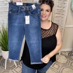 Iris & Rainbow Boutique #K131 Meant To Be Cuffed Judy Blue Skinny Capri New Arrivals