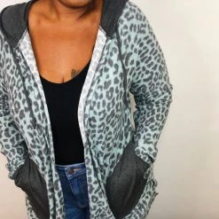 Iris & Rainbow Boutique #K650 Pouncing Patches Hooded Cardigan New Arrivals