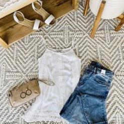 No Ship Drop Ship A Frill A Minute Sleeveless Top In True White