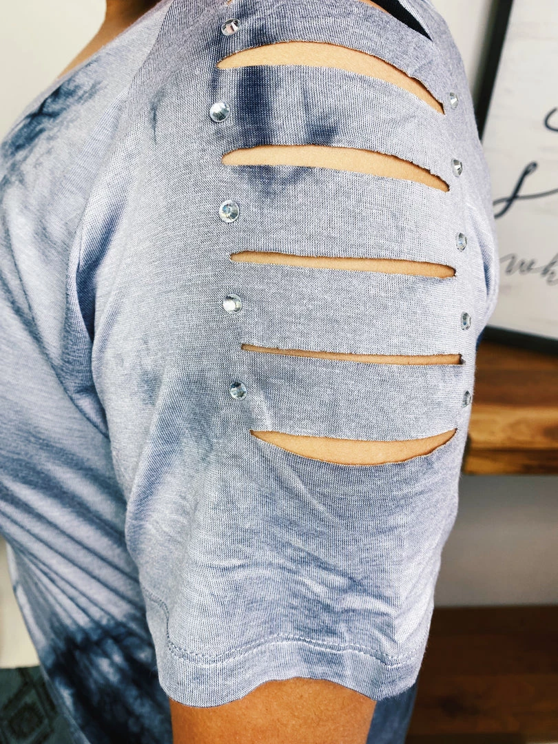 Iris & Rainbow Boutique New Arrivals #L919 Moonlight Tie Dye Top (Grey/Charcoal) 4 Iris & Rainbow Boutique New Arrivals #L919 Moonlight Tie Dye Top (Grey/Charcoal)