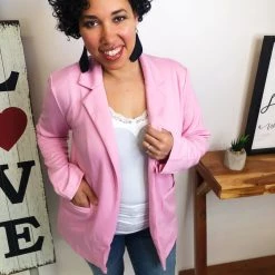 Iris & Rainbow Boutique #M320 Business Women Blazer (Pink) New Arrivals