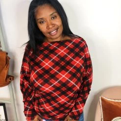 Iris & Rainbow Boutique #L43 Holidays In Plaid (Red/Black)