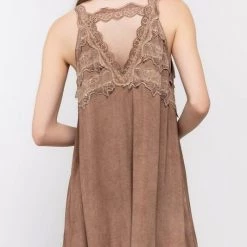 Iris & Rainbow Boutique #L57 Queen Angeline Lacey Brown Top