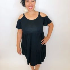 Iris & Rainbow Boutique #K188 Lucky In Love Cold Shoulder Dress