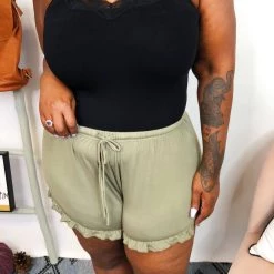 Iris & Rainbow Boutique #K808 My Relax Day POL Shorts (Olive)