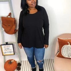 Iris & Rainbow Boutique New Arrivals #K956 Sweet Escape Long Sleeve Top (Black)