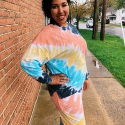 Iris & Rainbow Boutique #J769 Strobe Light Tie Dye Lounge Top