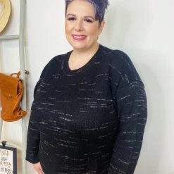 Iris & Rainbow Boutique New Arrivals #K964 Marbled Sweater (Black)