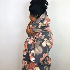 Iris & Rainbow Boutique #K647 Hawaiian Hush Babydoll Top (BLACK/MAUVE)