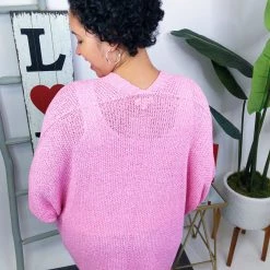 Iris & Rainbow Boutique #M674 Knitted From The Heart Cardigan (Bubble Gum)