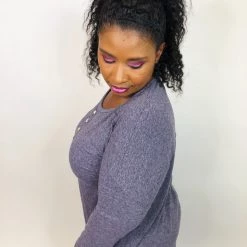 Iris & Rainbow Boutique #K721 October Skies Long Sleeve Top (Charcoal) New Arrivals