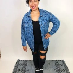Iris & Rainbow Boutique #K706 Spotted Denim Jacket New Arrivals