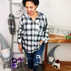 Iris & Rainbow Boutique #L830 Your Must Have Plaid Hoodie