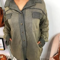 Iris & Rainbow Boutique #L38 Fire It Up POL Shacket (Ash Charcoal) New Arrivals