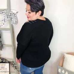 Iris & Rainbow Boutique #L242 Slashes Of Perfection Long Sleeve Top (BLACK) New Arrivals